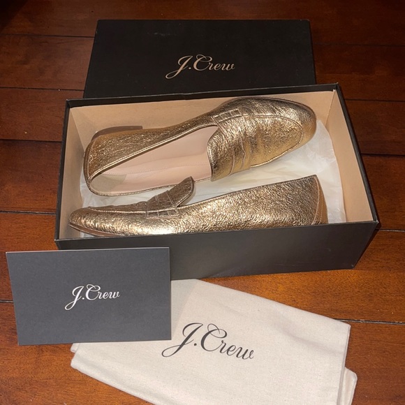 J Crew GOLD Loafers - Picture 1 of 13
